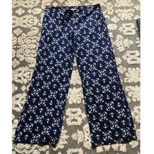 Top it Off, Dk Blue w/White Anchor print, lounge/pj or beach pants, Sz S/M